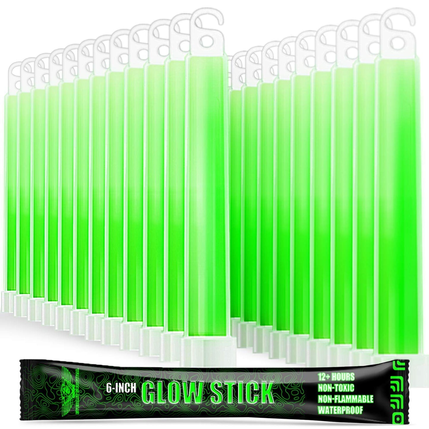 EVERLIT Glow Sticks - 6 Inch Light Sticks, 24 Pack, Green, Ideal for Parties, Camping, Emergencies, Up to 12 Hours Duration