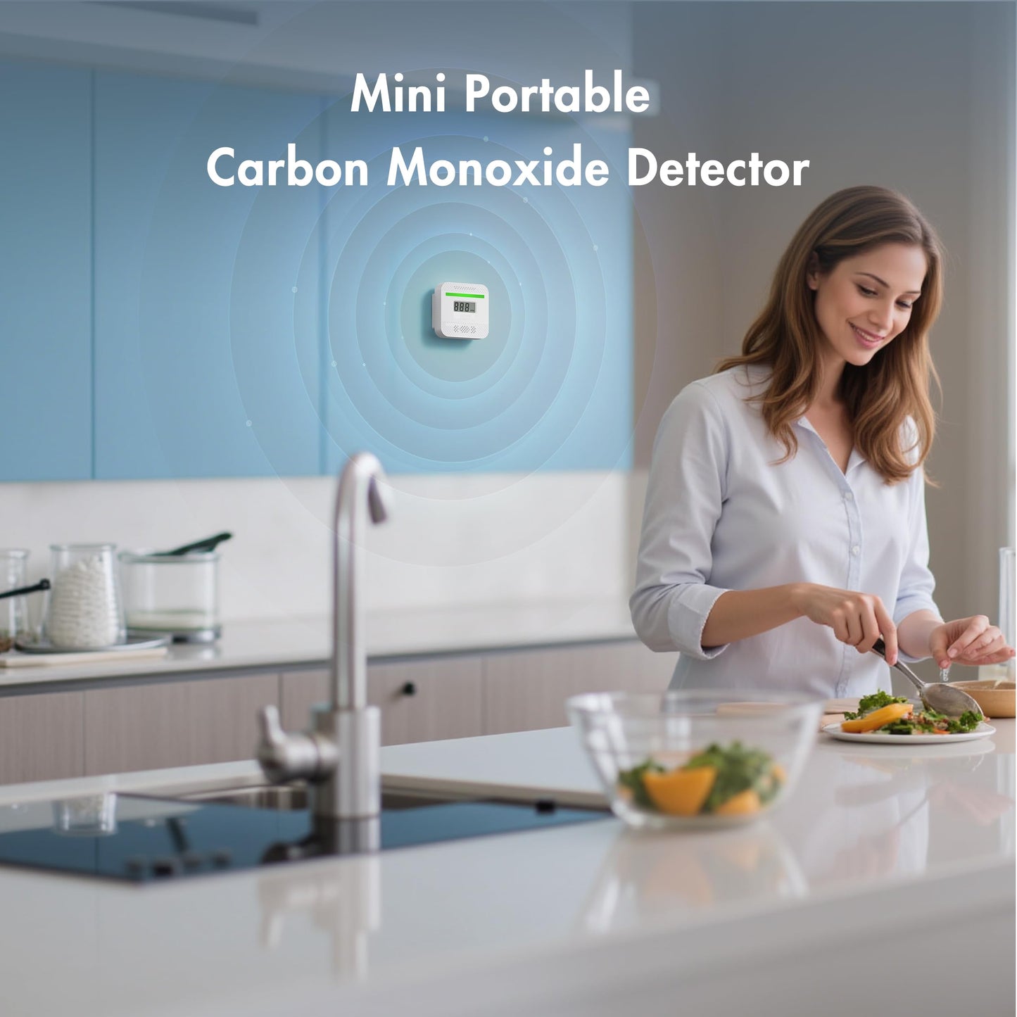 Portable Carbon Monoxide Detector,Mini Travel Carbon Monoxide Detector Power by AAA Battery,Carbon Monoxides Alarm for Camp Motor Home Basement Hotel (1, White)