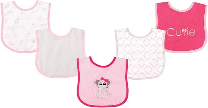 Luvable Friends Baby Cotton Terry Drooler Bibs with PEVA Back, Transportation, One Size