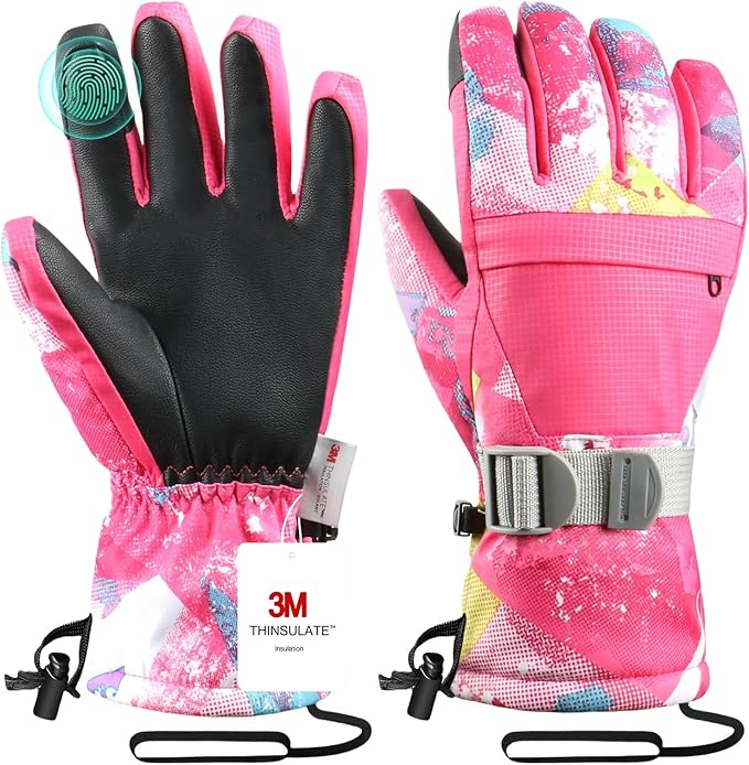 Pnosnesy Ski Gloves,Winter Snow Waterproof Gloves Touchscreen Skiing & Snowboarding Cold Weather Glovess,Fits Both Men & W...