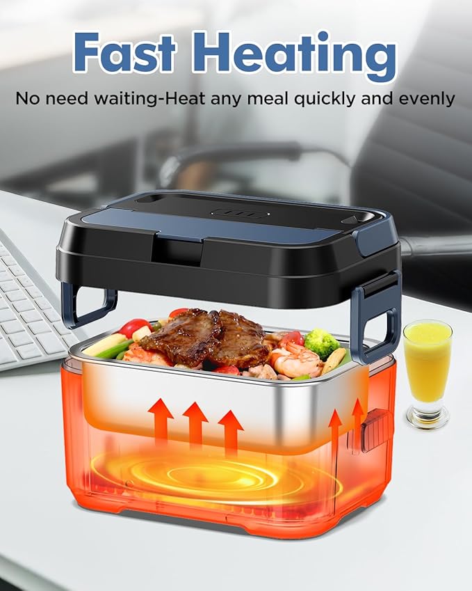 Cordless Electric Lunch Box for Adults, Men & Women – Rechargeable Self-Heating Food Warmer with 1.2L SS Container, Battery-Powered Heated Lunch Box, Perfect for Work and Travel Use