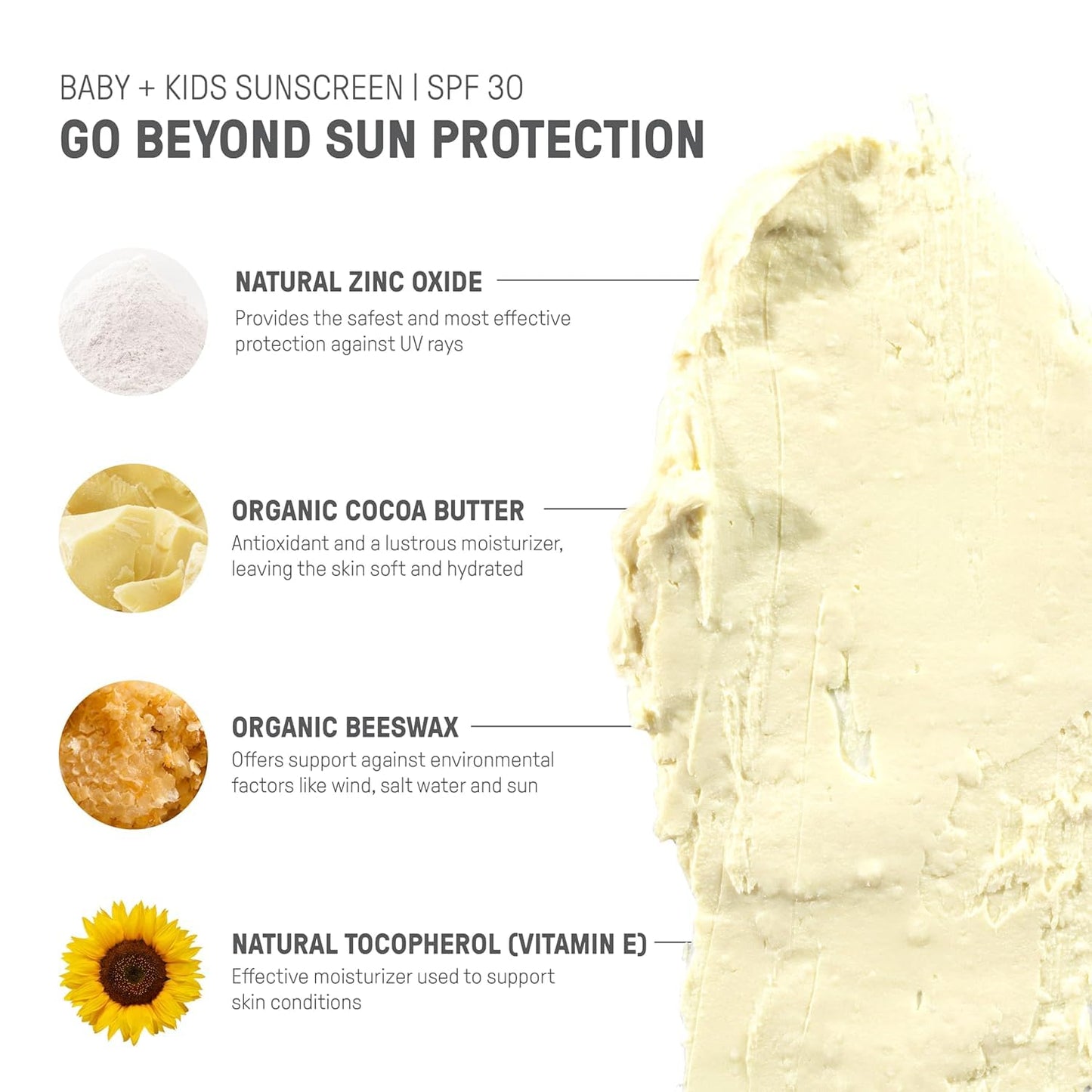 Raw Elements Baby & Kids SPF 30 Organic Sunscreen Tin, Non-Nano Zinc Oxide, Reef-Safe, Cruelty-Free, Gluten & Nut Free, W/Face a