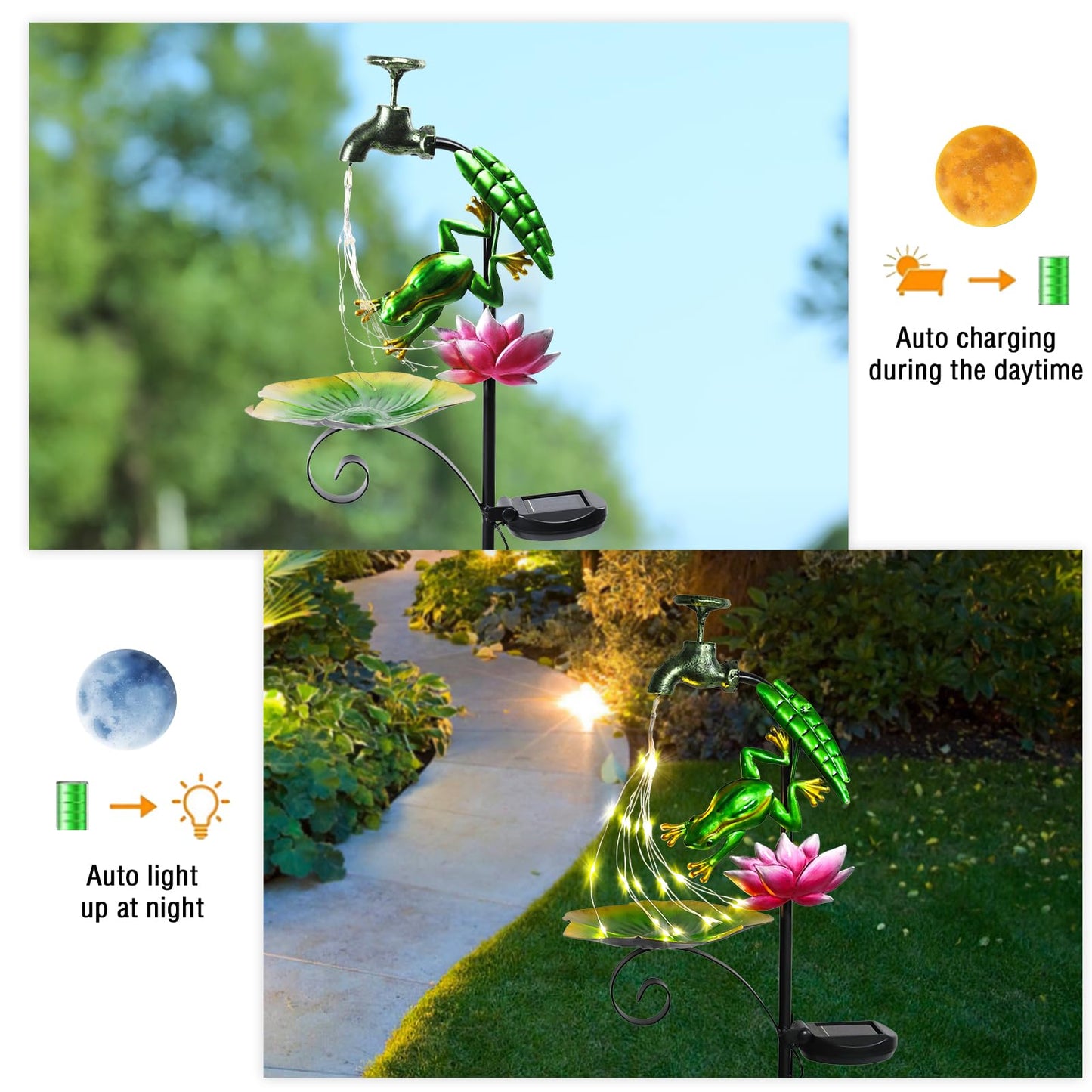 Bshine Frog Solar Outdoor Garden Lights  Waterproof Metal Solar Garden Stakes For Pathways  Poolside  Backyard Decorations  Yard Art  Lawn Decorations  Frog Gift For Mom