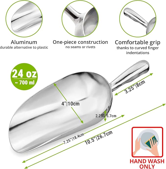 CUSINIUM 24 oz Aluminum Ice Scoop with Holder