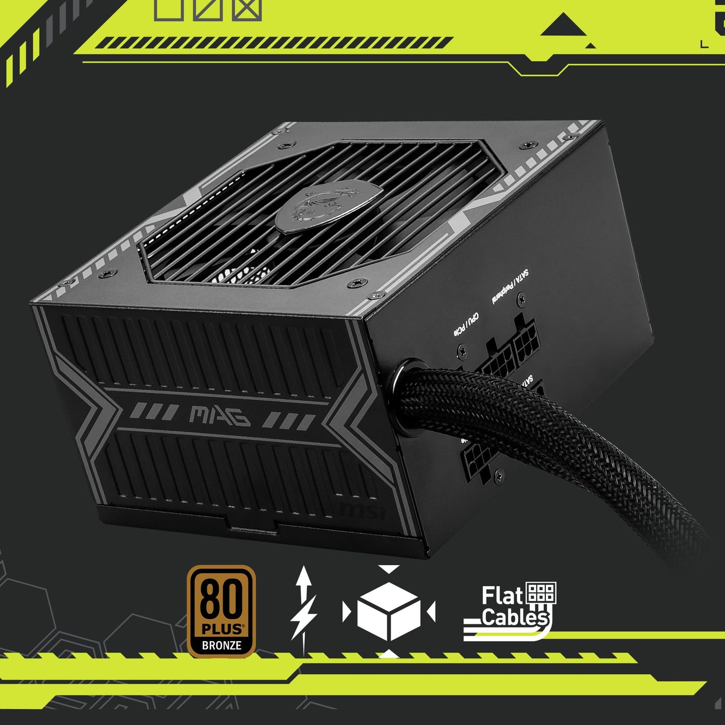 Msi Mag A650Be, Semi-Modular Compact 650W Atx Power Supply, 80+ Bronze, Low-Noise Fan, Active Pfc Design, 5 Year Warranty