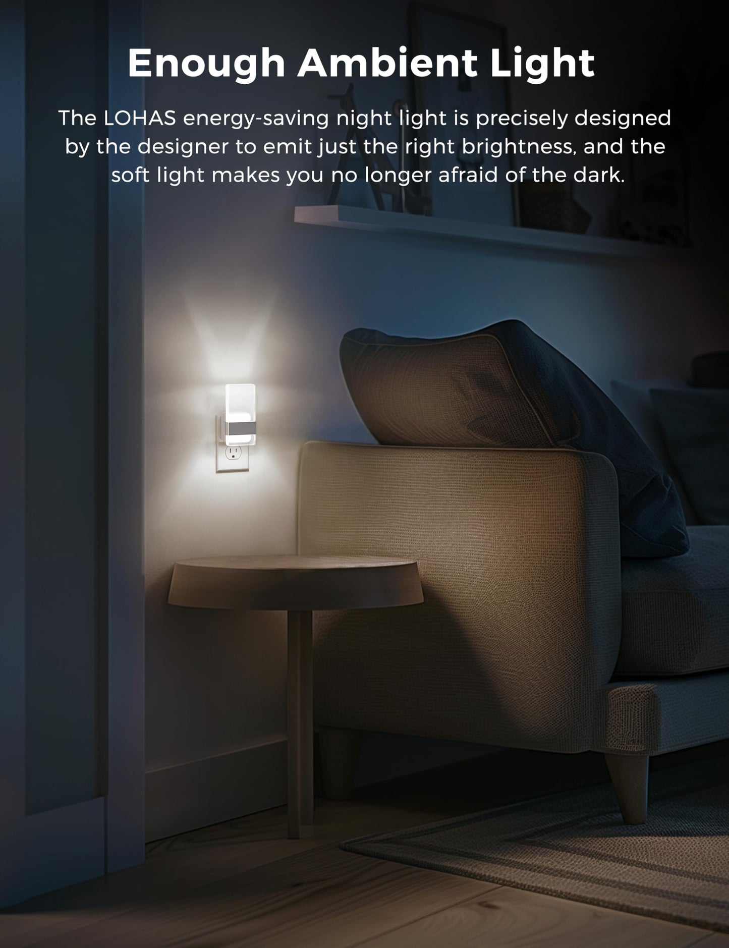 L Lohas Led Night Light  Night Lights Plug Into Wall  Decorative Nightlight With Light Sensor  0-100Lm Dimmable Nightlights  Daylight Wall Sconce-Style Acrylic Nitelight For Bathroom  Hallway Gift
