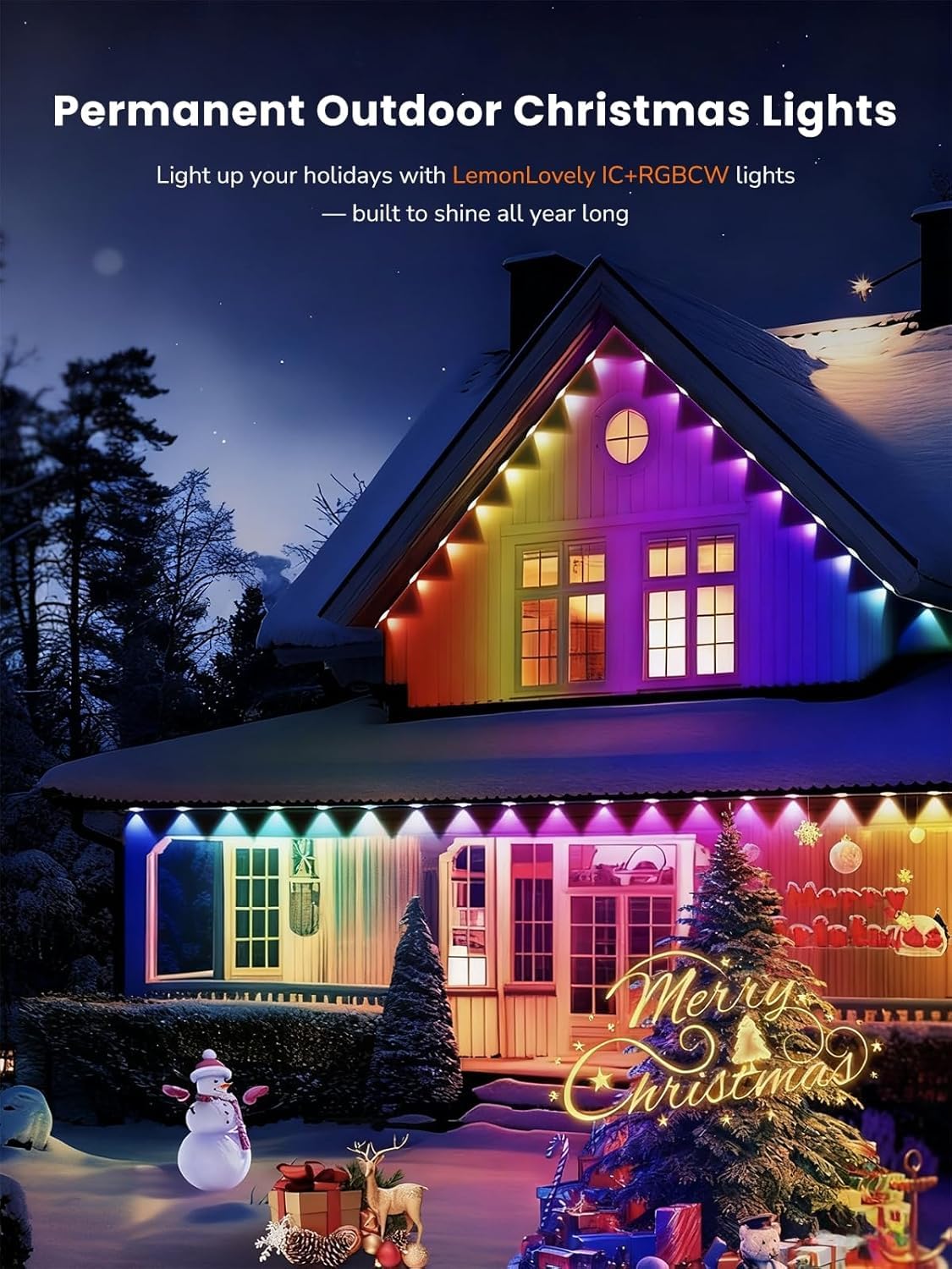 Lemonlovely Permanent Outdoor Lights Pro  360Ft With 264 Ic+Rgb Led Lights For House Daily Lighting  Ip67 Waterproof Eaves Lamp With Diy Scene Modes  Work With Smart App/Remote  Alexa  White