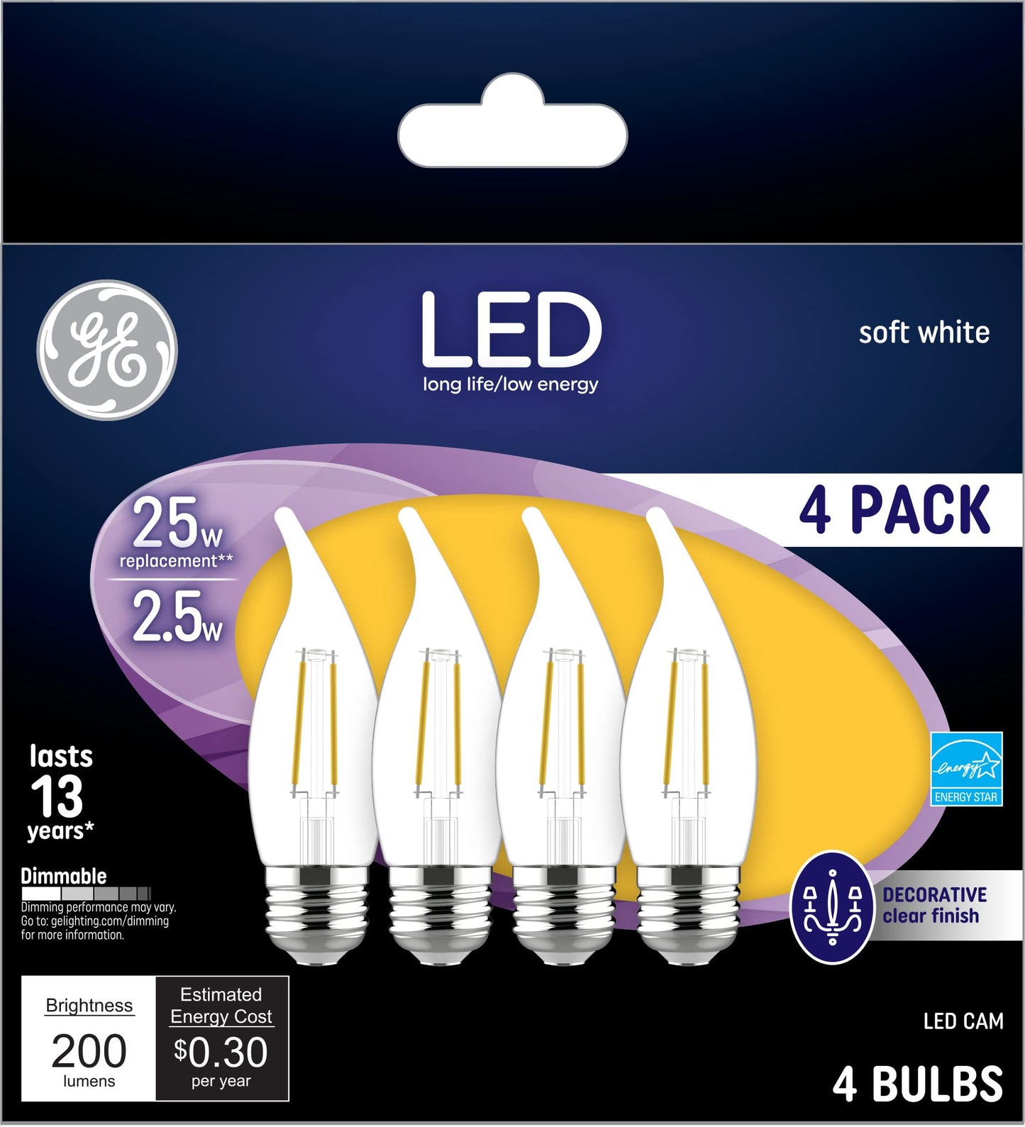 Ge 10193 2.5W Led Cam Bulb (4 Pack)  4 Count
