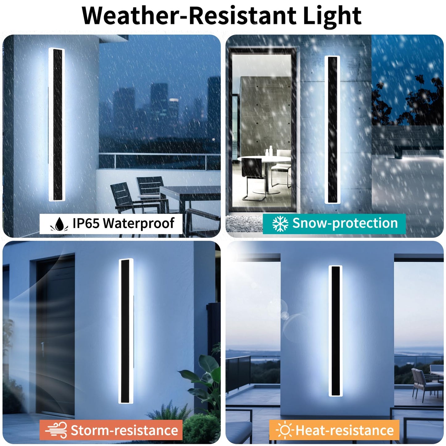 Mikeru 70.8Inch Long Led Wall Light  6000K Cool White Modern Outdoor Wall Light Ip65 Waterproof Black Acrylic Porch Exterior Lighting Fixtures  Exterior Wall Mount Lights For Garage Front Door