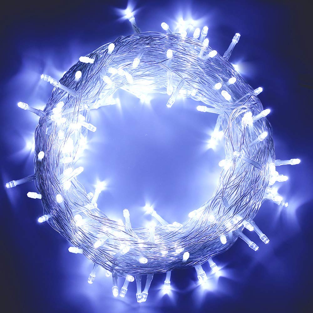 MYGOTO 98FT String Lights, 200 LEDs, Waterproof Fairy Lights, 8 Modes, 30V UL Certified, Cool White