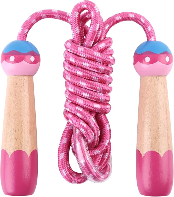 Jump Rope for Kids, Lorvain Adjustable Skipping Rope, Kids Jump Ropes with Wooden Handle for Girls Boys, Weighted Jumping ...