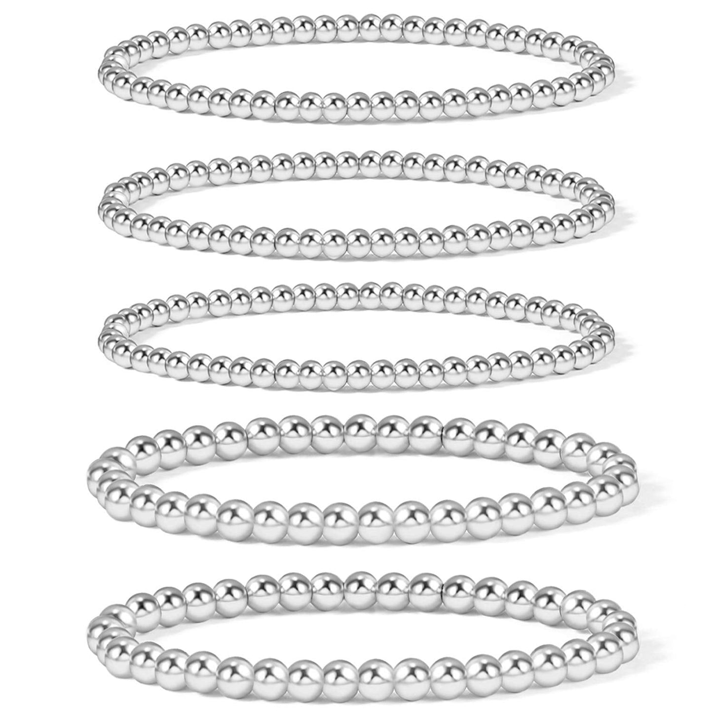 Badu Silver Beaded Bracelets for Women Silver Plated Bracelet Stretchable Adjustable Bracelet