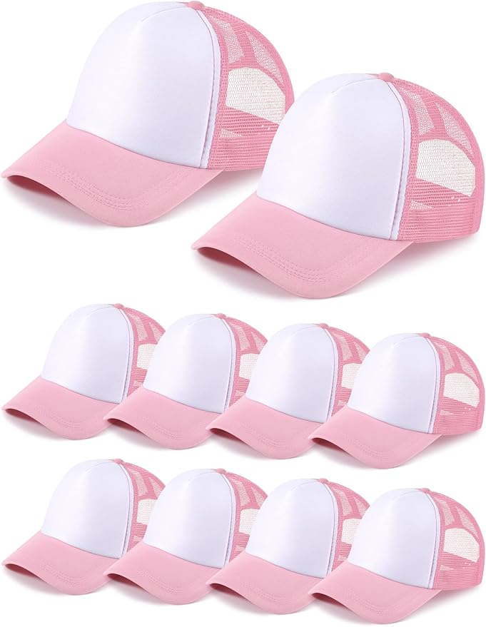 10 Pcs Sublimation Blank Trucker Hats Bulk Mesh Baseball Cap Polyester Mesh Trucker Hat for Men and Women