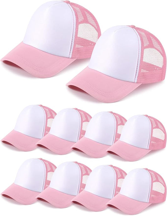 10 Pcs Sublimation Blank Trucker Hats Bulk Mesh Baseball Cap Polyester Mesh Trucker Hat for Men and Women