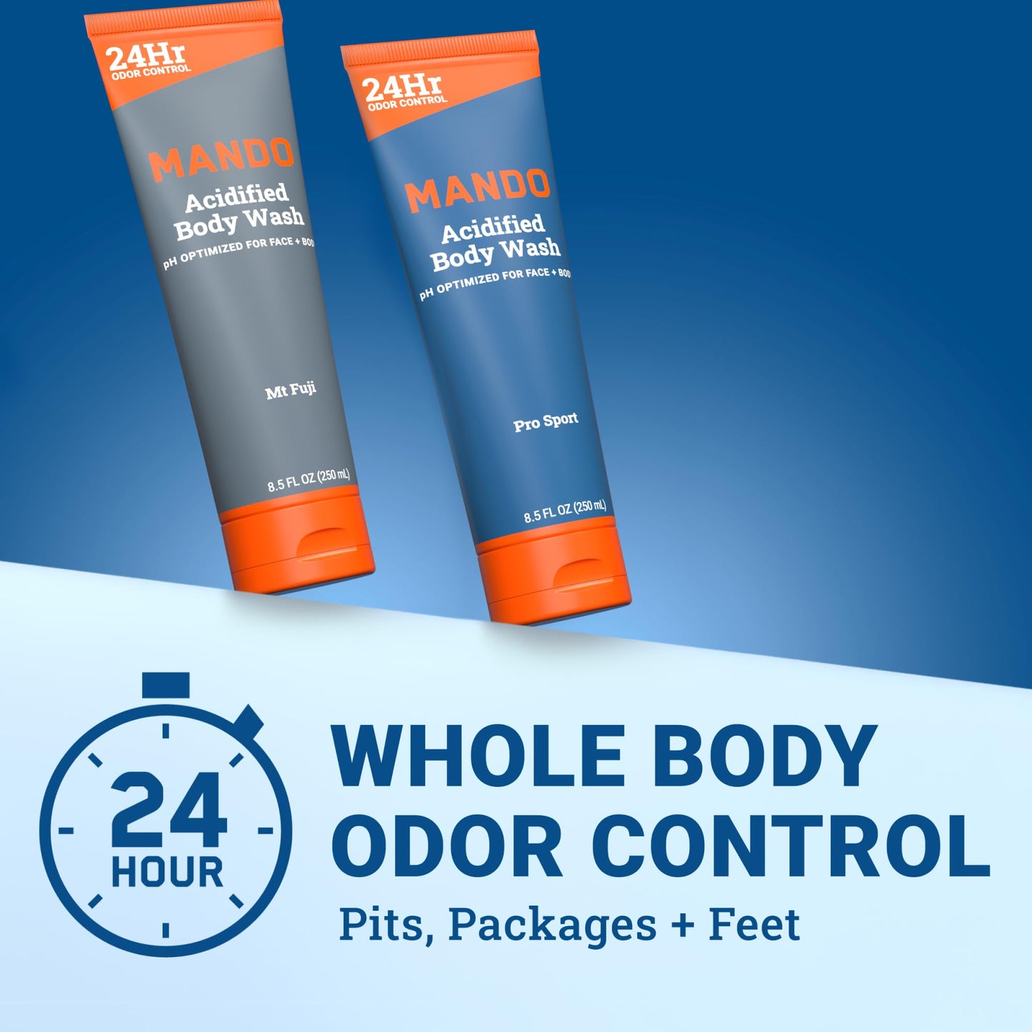 Mando Acidified Body Wash - 24 Hour Odor Control - Removes Odor Better than Soap - Formulated without SLS or Phthalates - Skin S