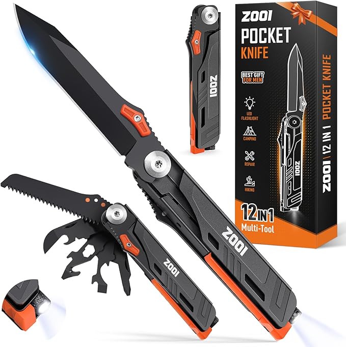 ZOOI Stocking Stuffers for Men Adults, Pocket Multitool Gifts for Men Dad Him, Mens Stocking Stuffers, Mens Christmas Dad Gifts, White Elephant Gift for Adults, Pocket Tools for Fishing Camping Gear
