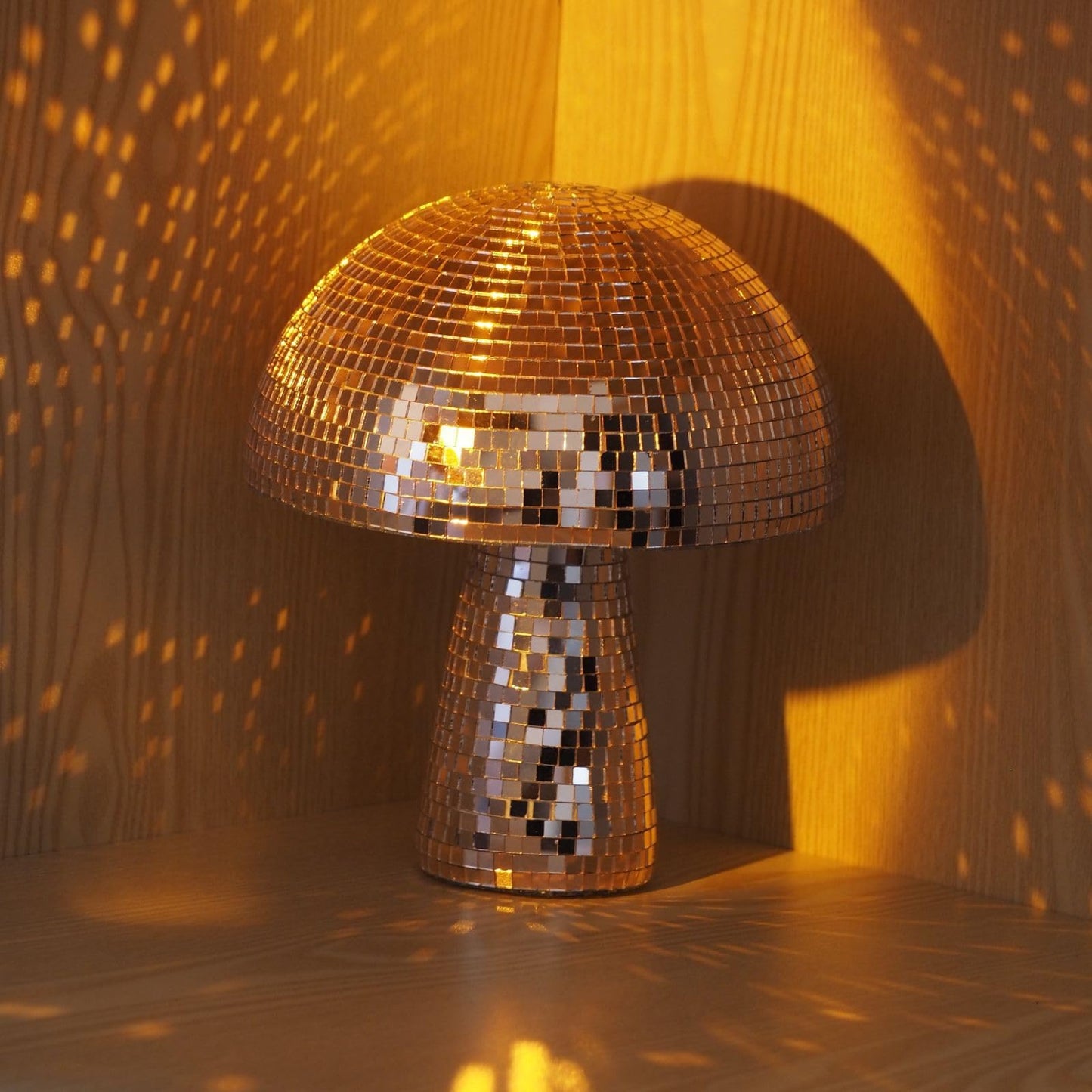 Yeehlmer Creative Mushroom Disco Ball For Party Table Decor Mirror Retro Handmade Disco Ball Mushroom Shape Home Art Decorations Bar Ornaments(Rose Gold L(8.3))