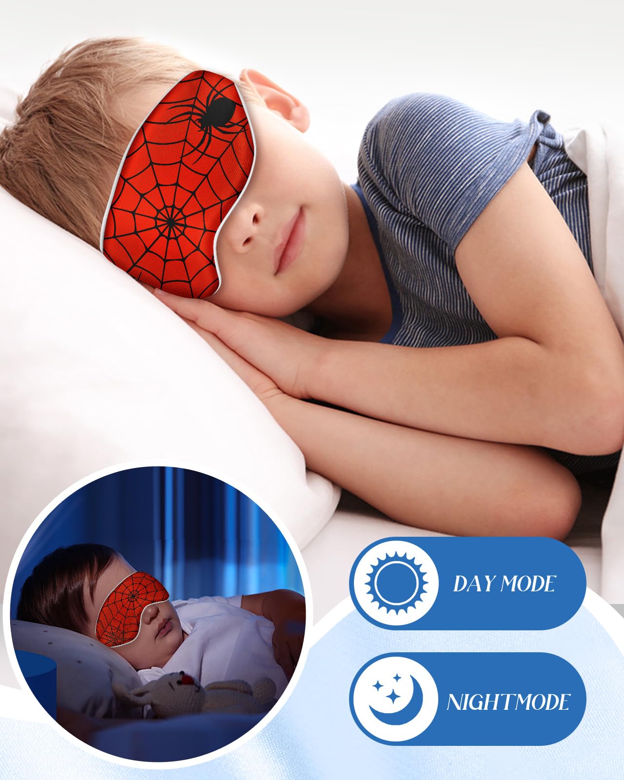 Miss Adola Silk Sleep Mask for Kids - Cute Cartoon Eye Cover for Boys Girls Teens With Soft Smooth Adjustable Straps, Red Zhizhu