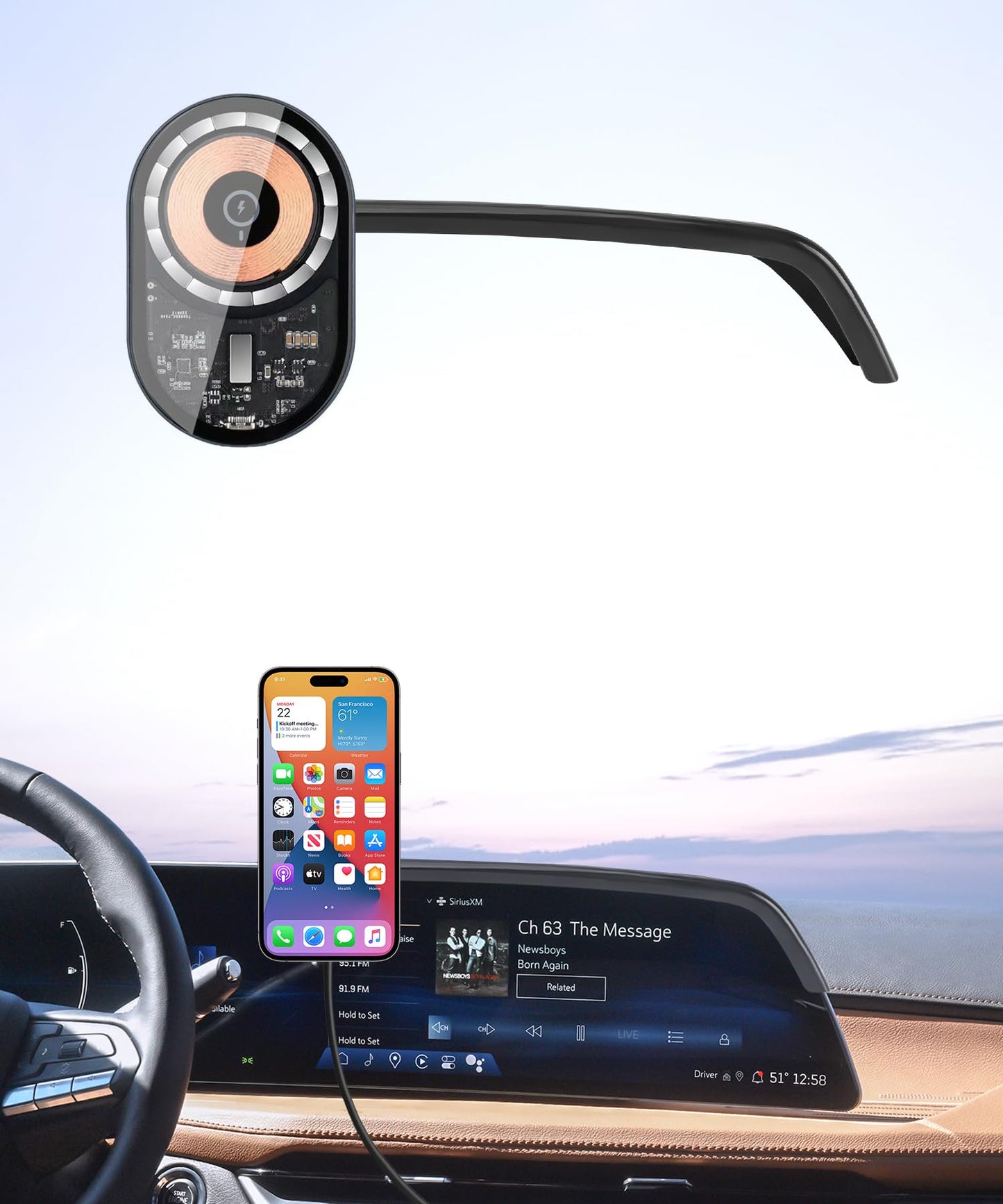 Masergogo Wireless Charging Car Phone Holder For Cadillac Lyriq 2023-2025 / Xt4 2024-2025 / Ct5/Ct5-V 2025 Accessories 33 Inch S
