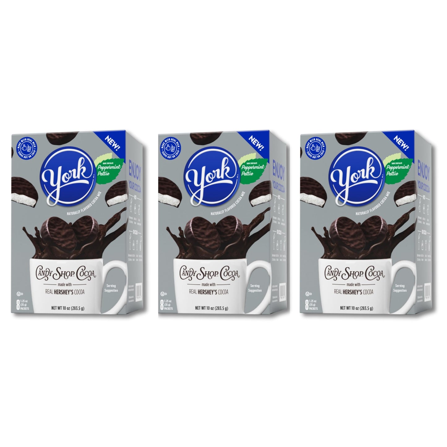 Candy Shop YORK Peppermint Pattie Cocoa Mix  Hot Chocolate  Make Hot or Iced  Made With Real Milk  Gluten Free  1.25 oz Packet (24 Count)