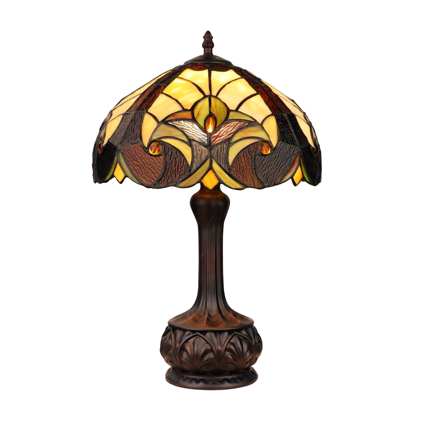 Chloe Lighting Tiffany-Style Table Lamp, Antique Dark Bronze, 1-Light, 12in Shade, Multicolor, Model CH18780VI12-TL1