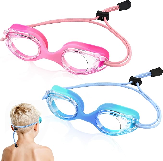 Vvinca Kids Swim Goggles with Bungee Strap No Leaking Anti Fog Toddler Goggles with Quick Adjust Ages 3-14