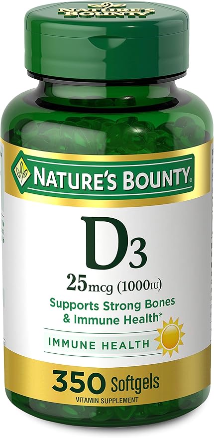 Nature's Bounty Vitamin D3 1000 IU Softgels, 350 Count
