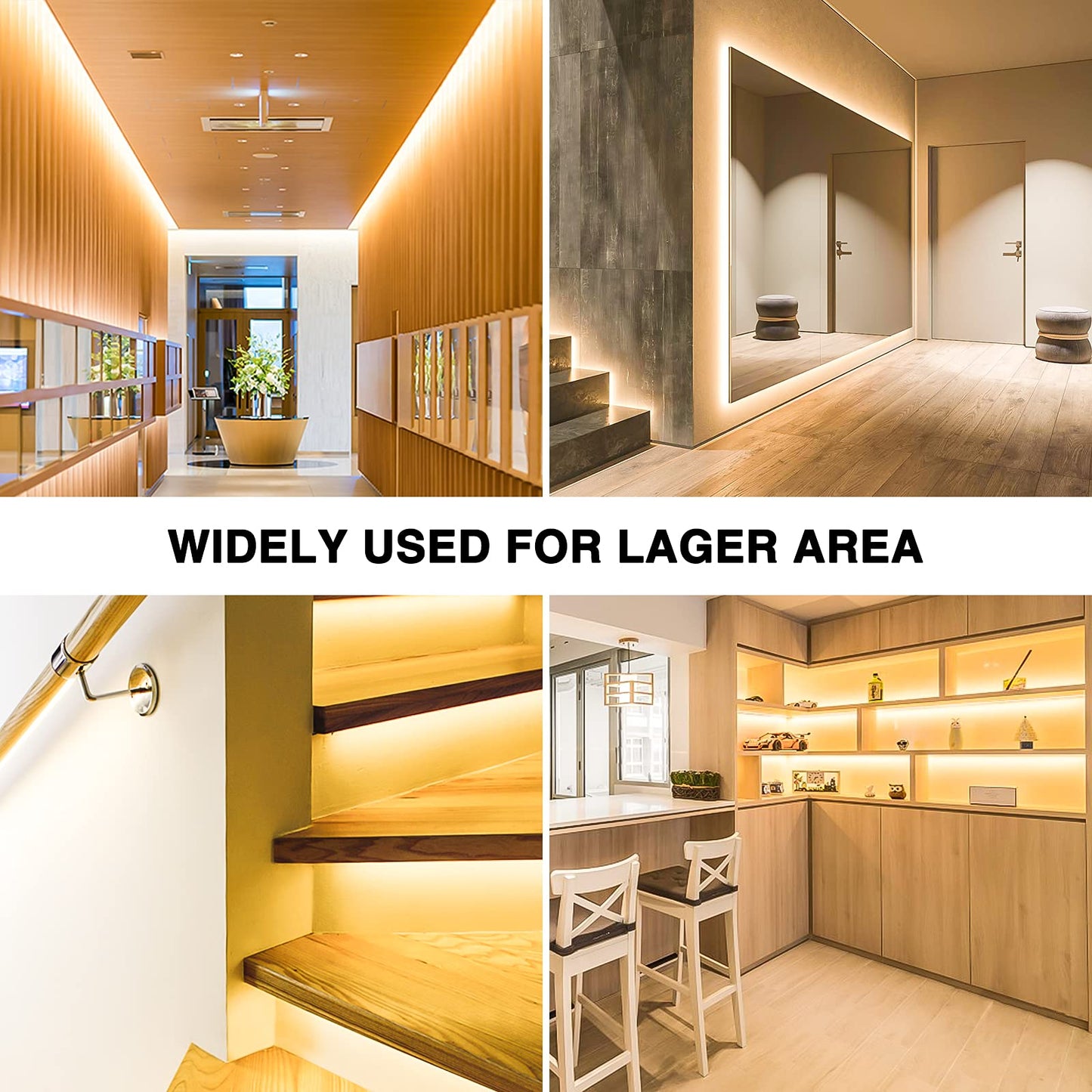 Onforu Led Strip Lighting, 65.6Ft Warm White Dimmable, 1200 Leds 2835 Flexible Tape Light, 12V For Kitchen, Bedroom, Under Cabinet