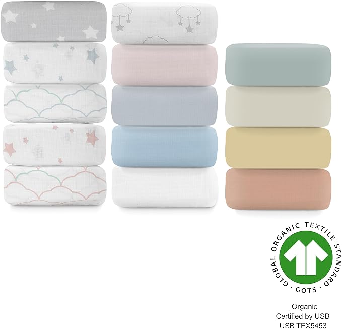 Newton Baby Fitted Single Layer Crib Sheet (2-Pack) - Ultra Breathable and Soft, Organic Cotton, Fits All Standard Cribs, Sky Blue