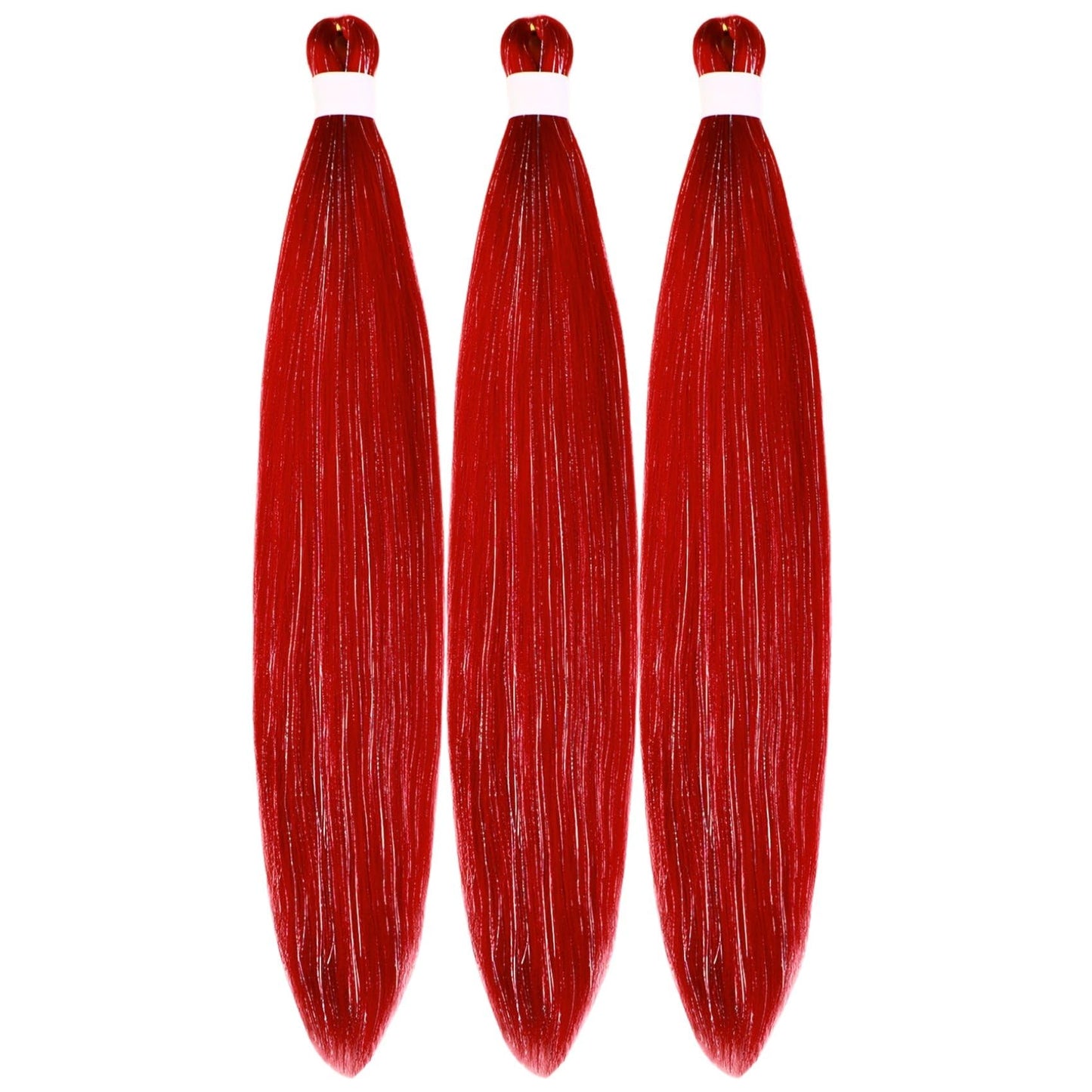 Gozill Red Tinsel Braiding Hair Pre stretched Prestretched Twist Braiding Hair Extensions Colored Hypoallergenic Synthetic Ez Br