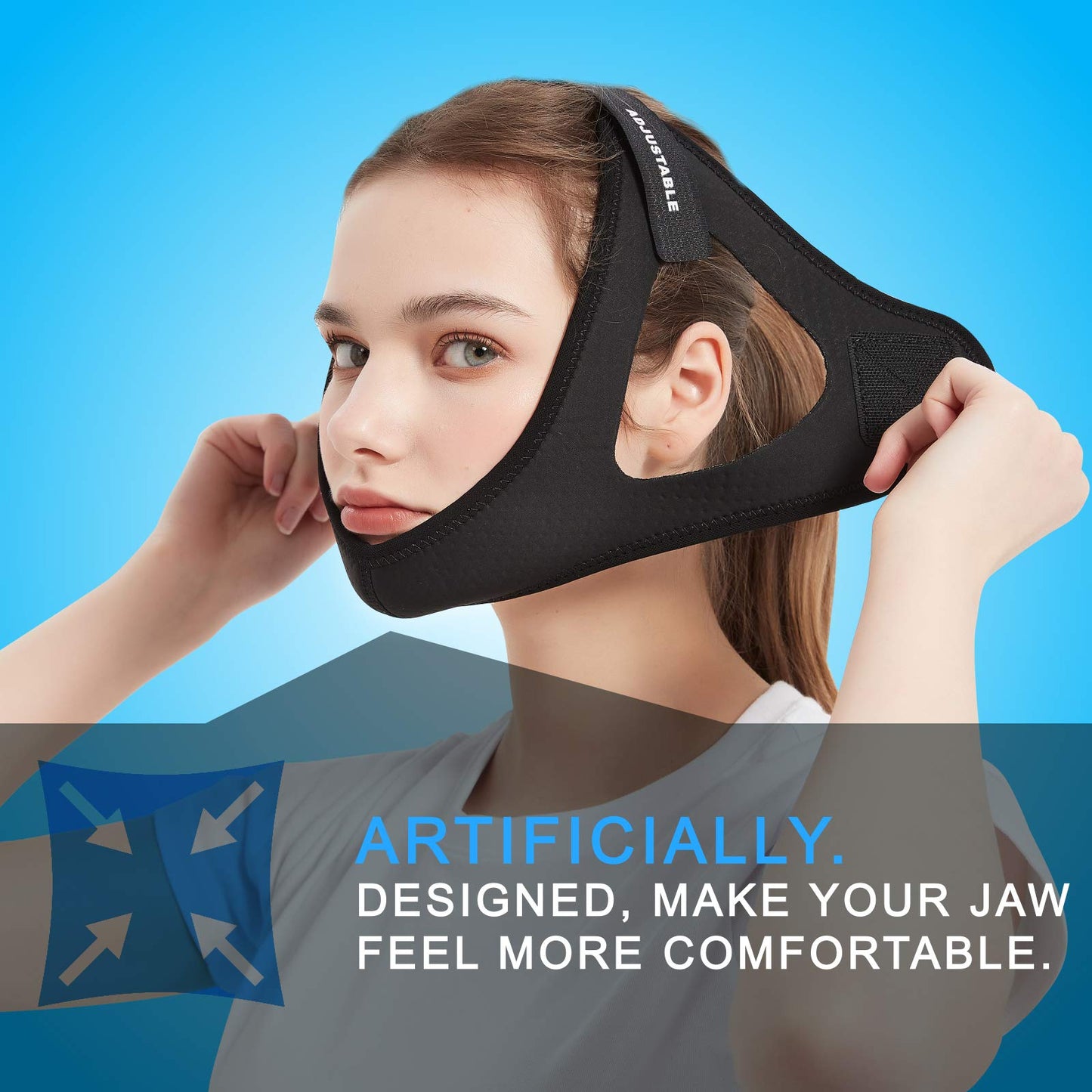 Double Adjustable Anti Snoring Chin Strap for CPAP Users - Chin Strap for Snoring Face Mask Bandage Keeping Mouth Closed - No Dry Mouth Nasal Breathing for Women and Men (Black)