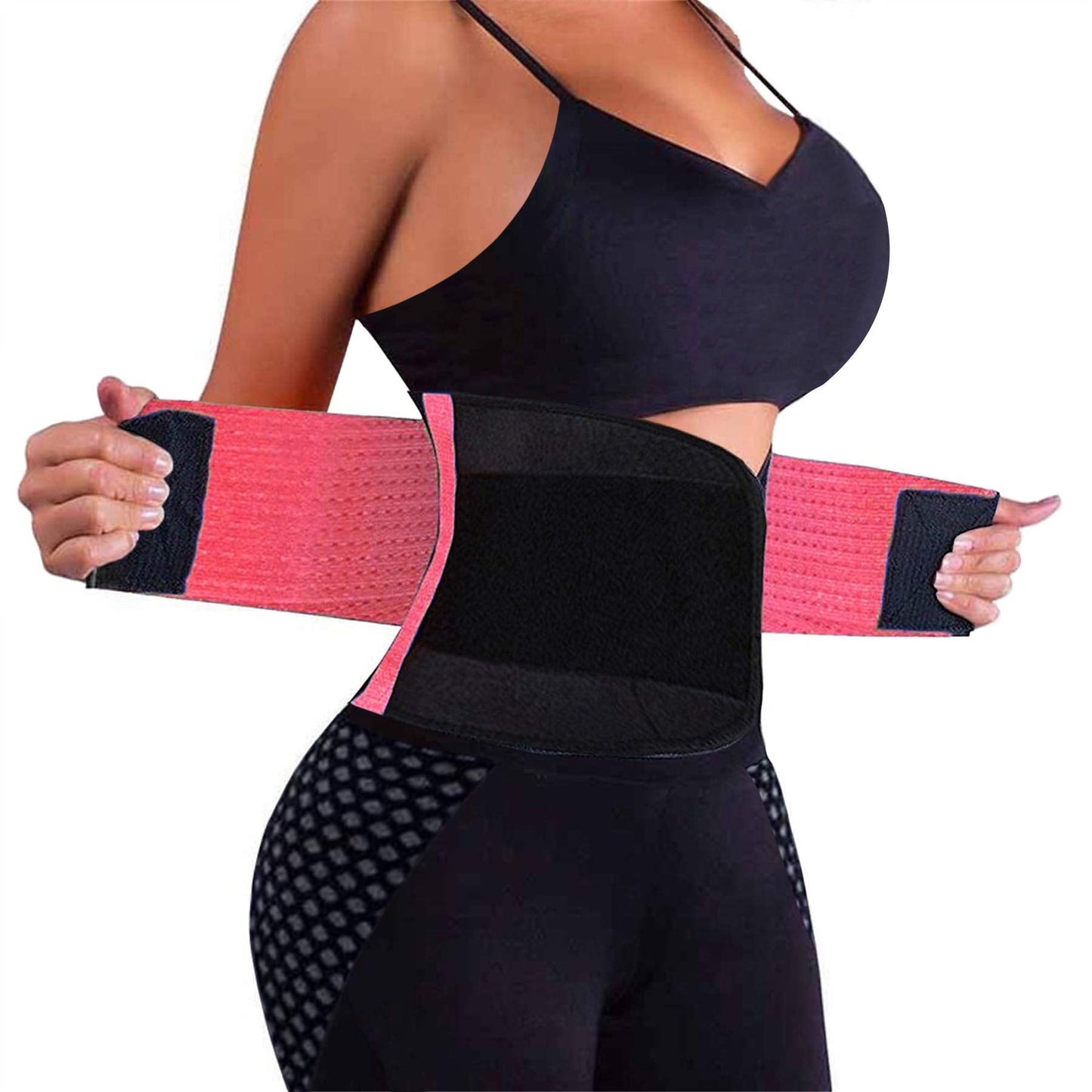 VENUZOR Waist Trainer Belt for Women - Waist Cincher Trimmer - Slimming Body Shaper Belt - Sport Girdle Belt (UP Graded)(Pink,Medium)