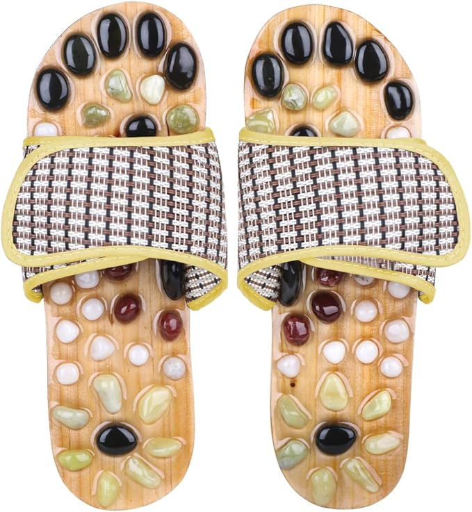 Comfecto Wooden Acupressure Sandals with Natural Stone, Therapeutic Reflexology Sandals for Foot Pain Relief Gifts for Wel...