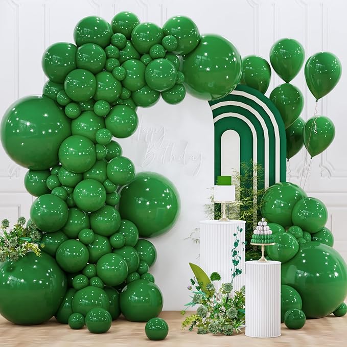 PartyWoo Dark Green Balloons 145pcs Different Sizes of 18 12 10 5 Inch Emerald Hunter Forest Green Balloon Arch Kit for Bi...