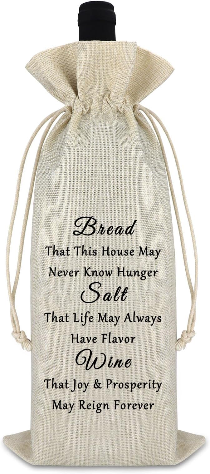 Housewarming Gift for Hostess Wine Gift Bag Thank You Gift for Women New Home Gift Wine Bottle Covers Christmas Thanksgiving Mothers Day Gift for Her Drawstring Burlap Wine Bag Home Storage Bag