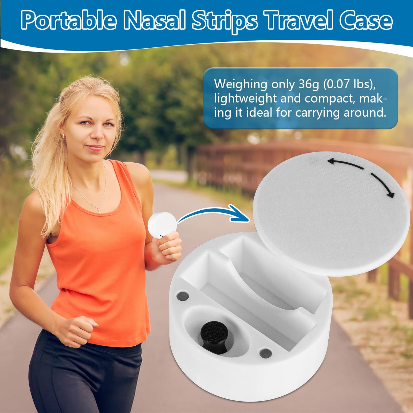 Small Travel Case for Intake Breathing Strip & Magnetic Refill Applicator – Compact Snoring Solution Case Holds Up to 14 Tabs (White)