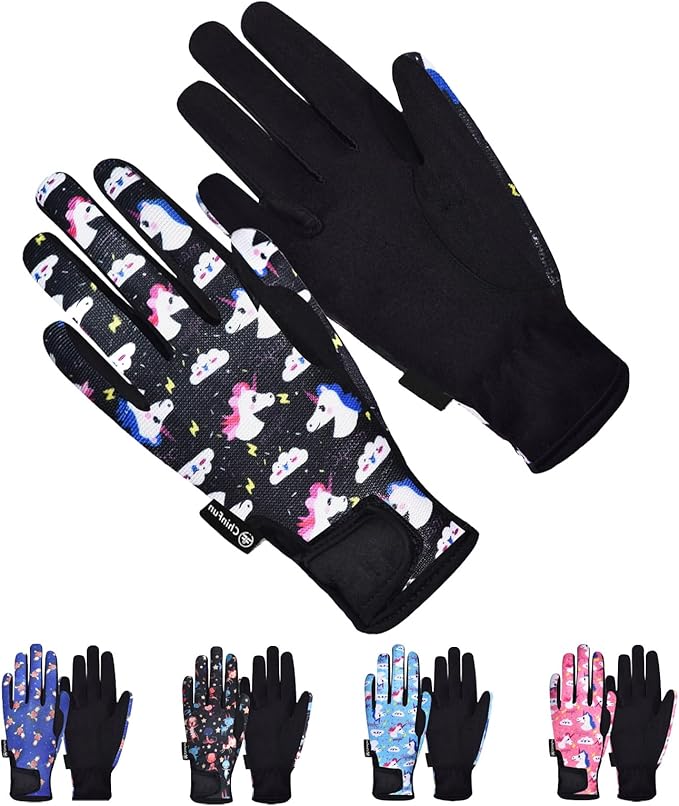 ChinFun Horse Riding Gloves Equestrian Gloves Kids for Boys Girls Horseback Grip Gloves Youth Children Rider Mitts Riding ...