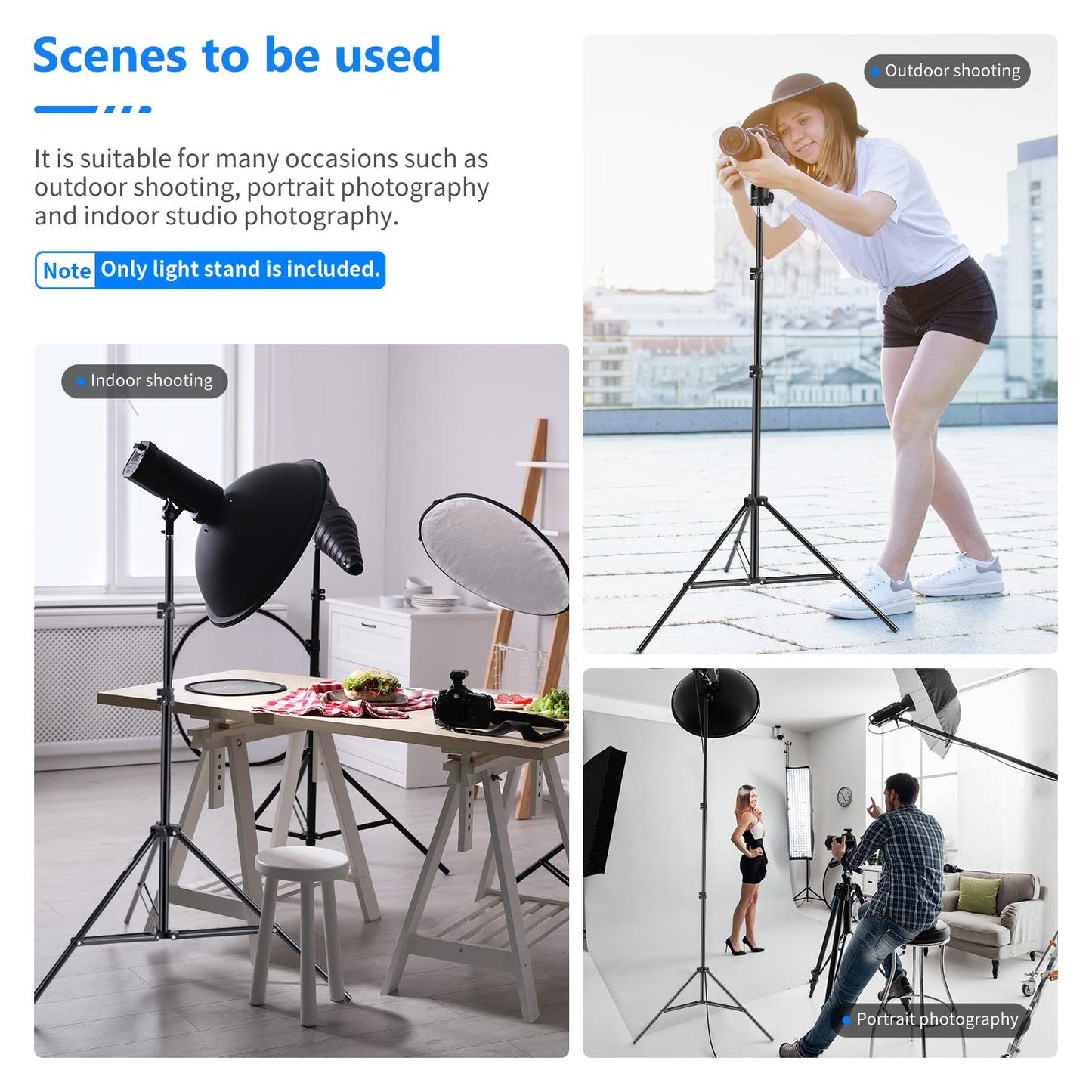 Neewer Collapsible Metal Photography Light Stand With Inner Spring Cushion, 1/4 Screw, And Carrying Bag For Lights, Reflectors,