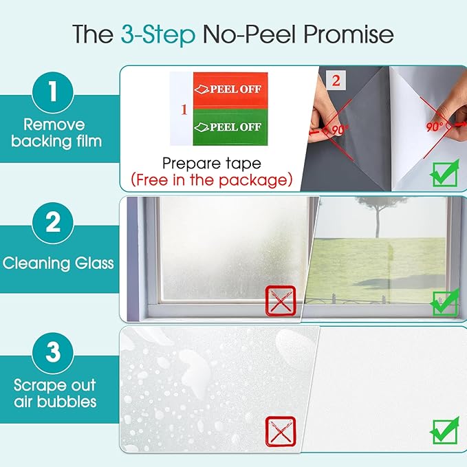 Coavas Window Privacy Film Frosted Glass Static Clings, Decorative Bathroom Door Privacy Film Day and Night, Heat UV Blocking Anti-Glare Frosting Stickers Renter Non-Adhesive, 35.4 x 118.1 Inch, White
