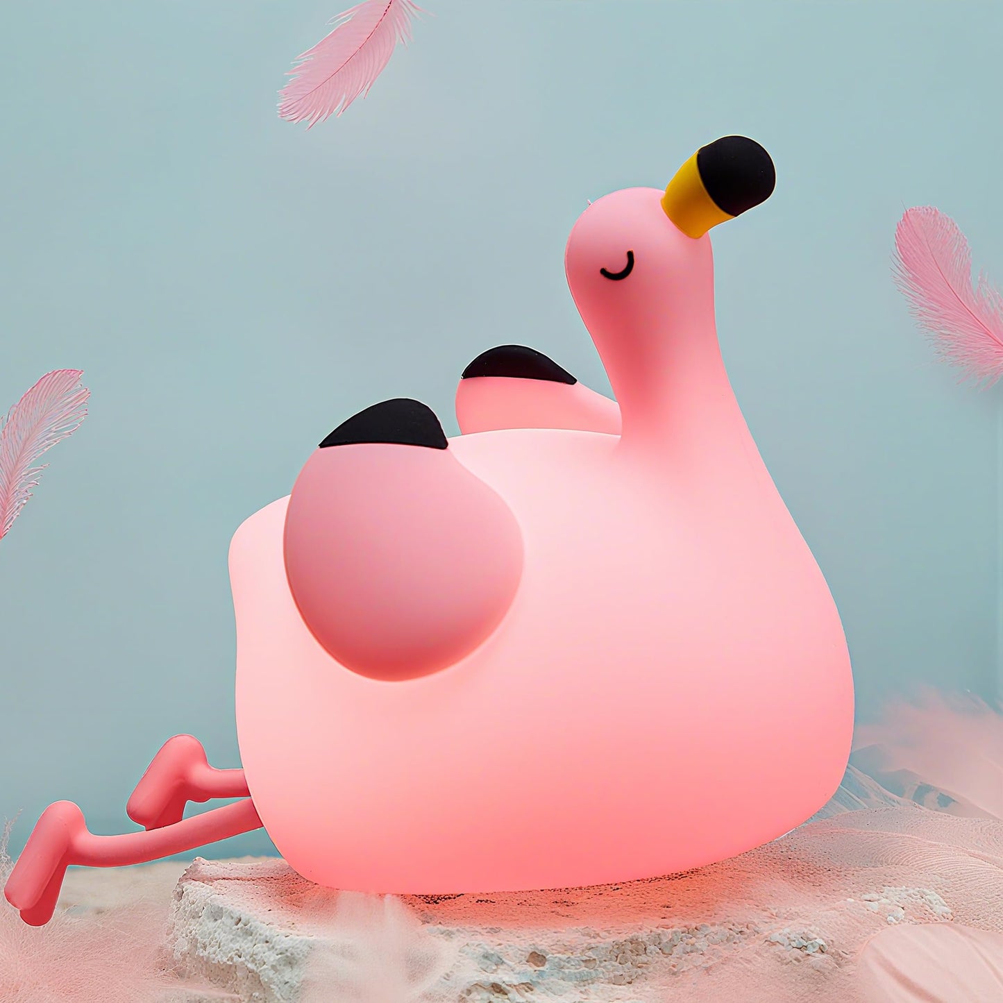 FAMIDUO Flamingo Night Light for Kids,Pink Flamingo Gift, Silicone LED Squishy Animal Lamp,Dimmable/Timer Nursery Nightlight for