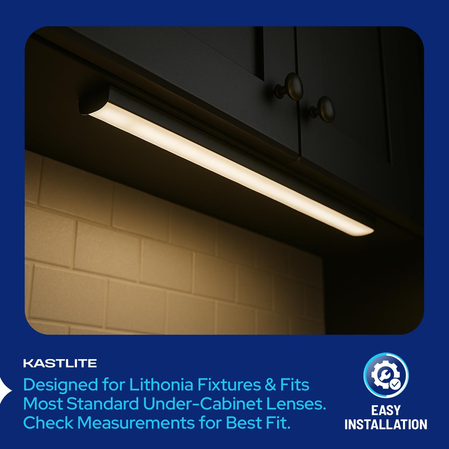 KASTLITE Curved Under Cabinet Light Cover Replacement | White Ribbed Acrylic Undercabinet Lens Diffuser | 42-3/8"L x 2-7/8"W x 1" H | Under Counter Lights for Kitchen, Bathroom & Vanity | Shape H