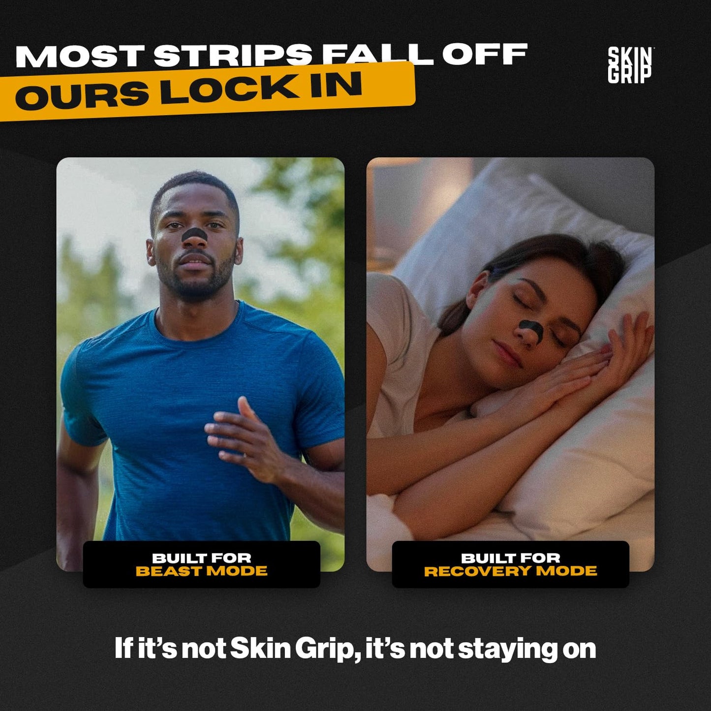 Skin Grip Nasal Strips for Snoring & Breathing–Instant Relief from Nasal Congestion, Drug-Free Snore Strips, All-Day Hold–Sleep Better, Exercise Stronger, Travel Confidently–90-Day Supply, Multi-Color