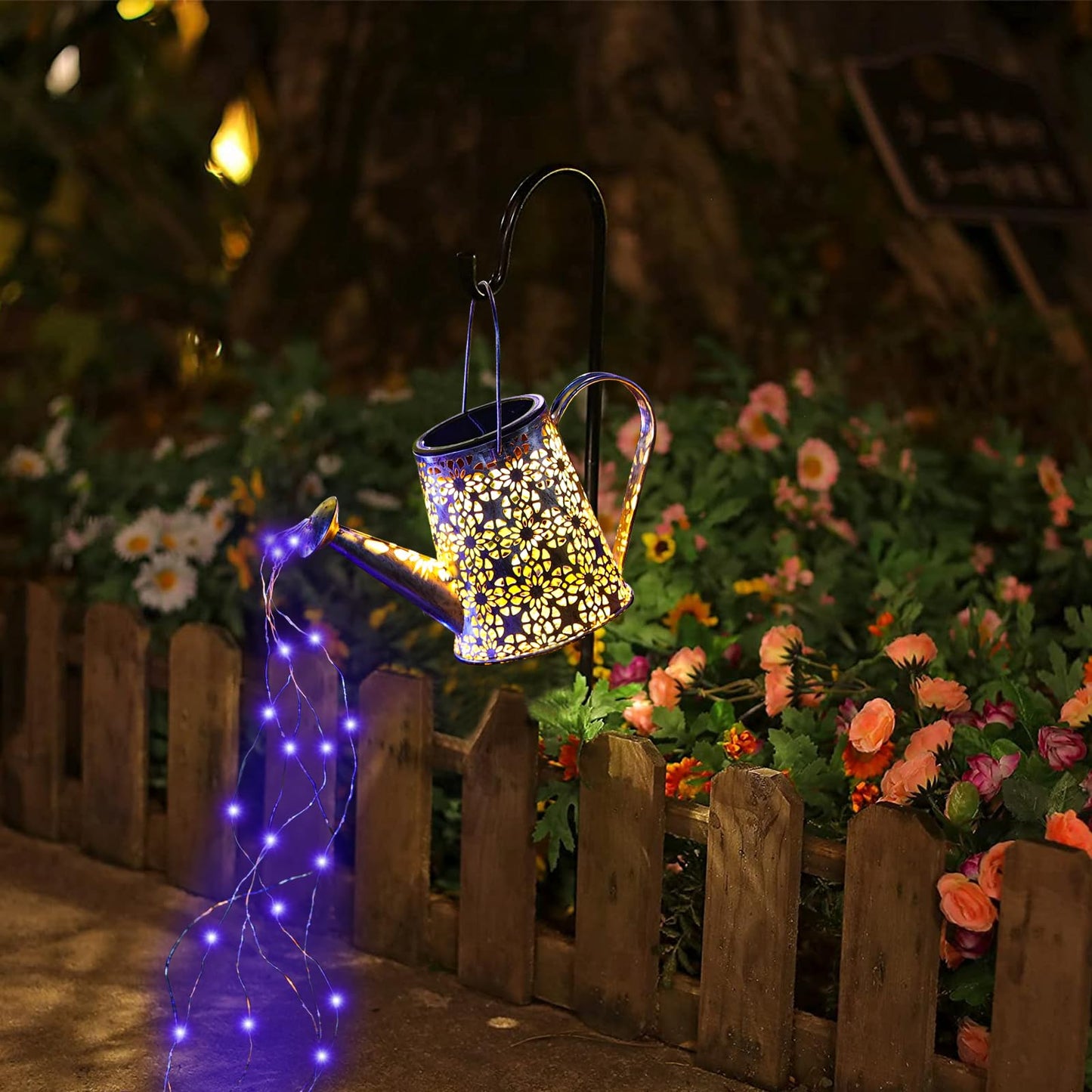 Vookry Solar Watering Can Lights, Purple Led Outdoor Lantern, Waterproof, 1 Pack, Garden Decor For Yard And Patio