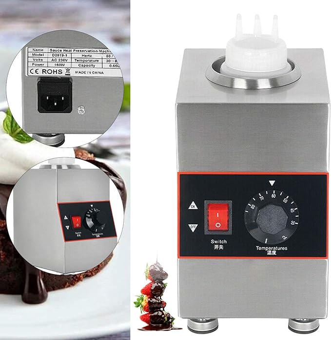 Electric Sauce Bottle Warmer Nacho Cheese Warmer with Bottle, Hot Fudge Cheese Caramel Jam Sauce Warmer 30-85℃ 110V