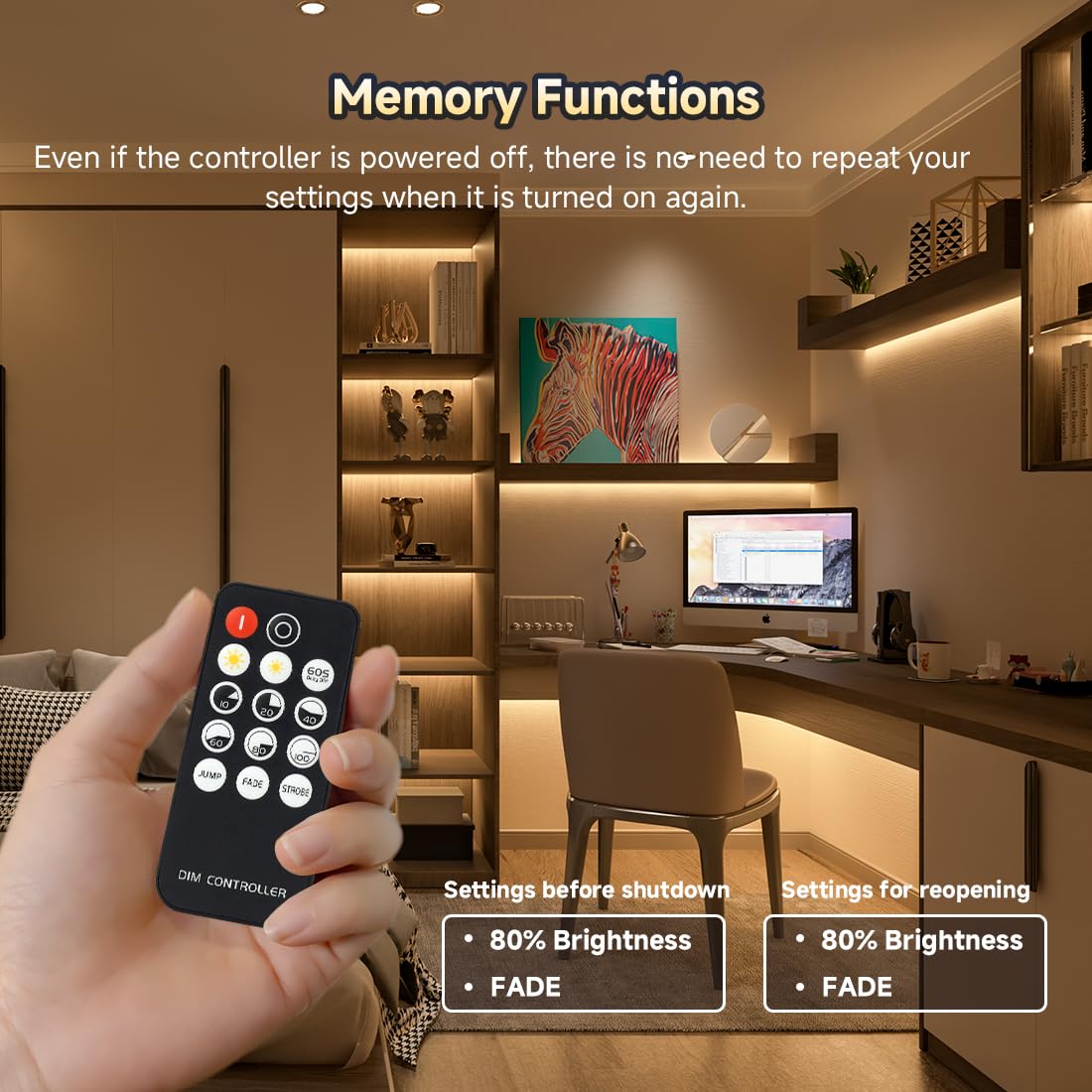 BTF-LIGHTING LED Strip Lights Kit 16.4FT RF Remote Cool White 6000K Flexible COB 24V Model FOB5M24VRF14CW24V3A-US