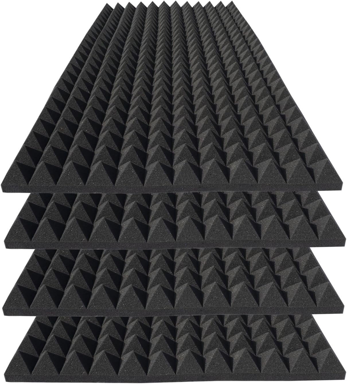 4 Pack Pyramid Sound Proof Foam Panels,48x24x2 Inch Acoustic Foam,High Density Soundproof Wall Panels,Fireproof Cancelling Studio Panel Reducing Noise & Echo (Black)