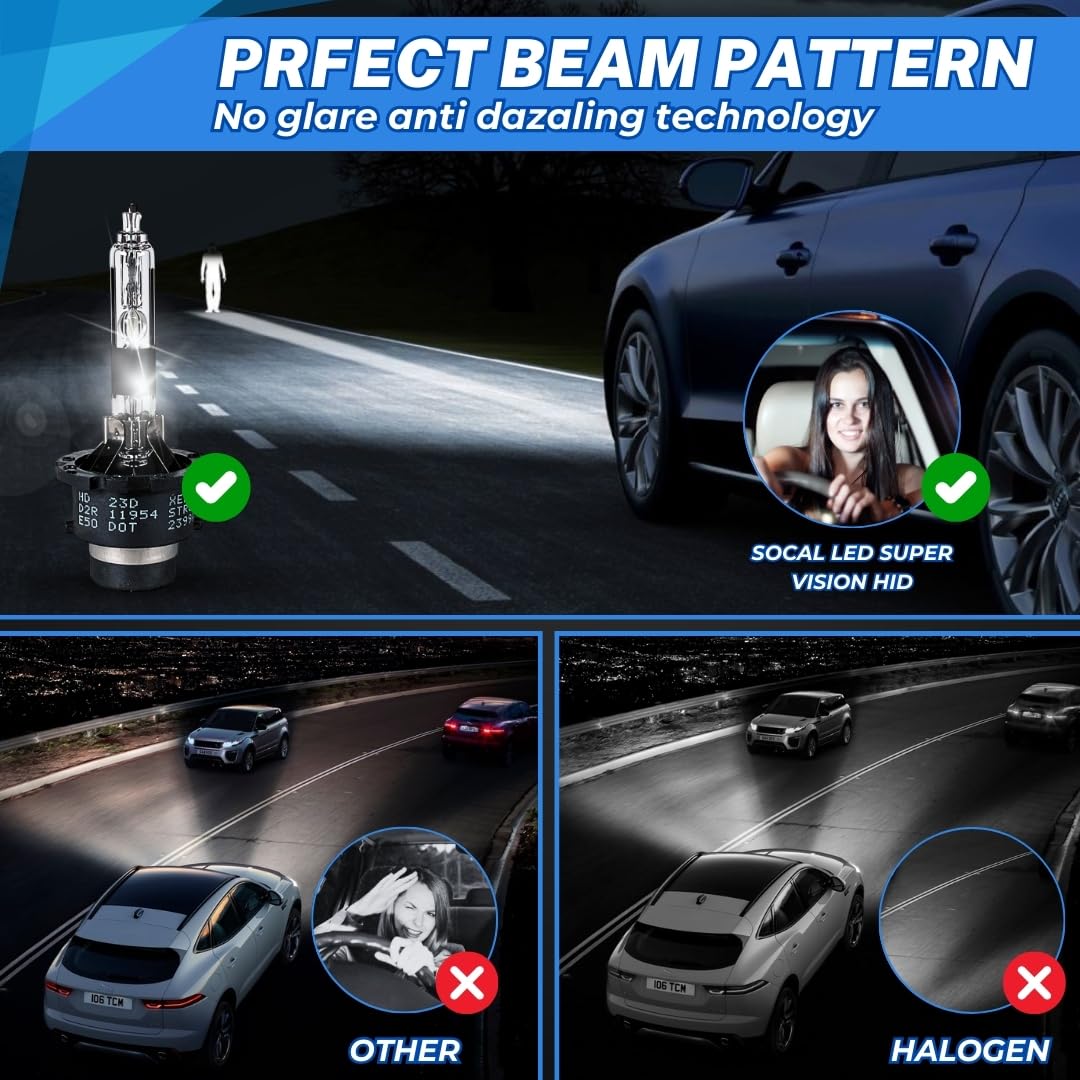 SOCAL-LED D2R HID Bulbs 35W AC Xenon Headlight Replacement 8000K Iceberg Blue