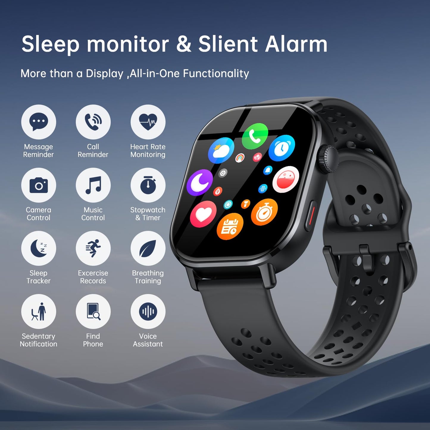 GPS Smart Watch for Men/Women, 2.06"HD AMOLED Smartwatch with Compass/Barometer/Altitude, Bluetooth Call ,110+Sports, 5 ATM Water-Resistance, Heart Rate/Sleep Monitor, Fitness Tracker for Android/iOS