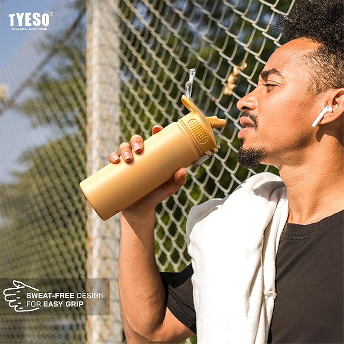 TYESO Water Bottle with Carrying Handle Lid | Insulated Stainless Steel Thermos | Travel Water Bottles for Gym & Sports | Leak Proof & BPA Free | All Day Collection | 25oz (Sky Blue)