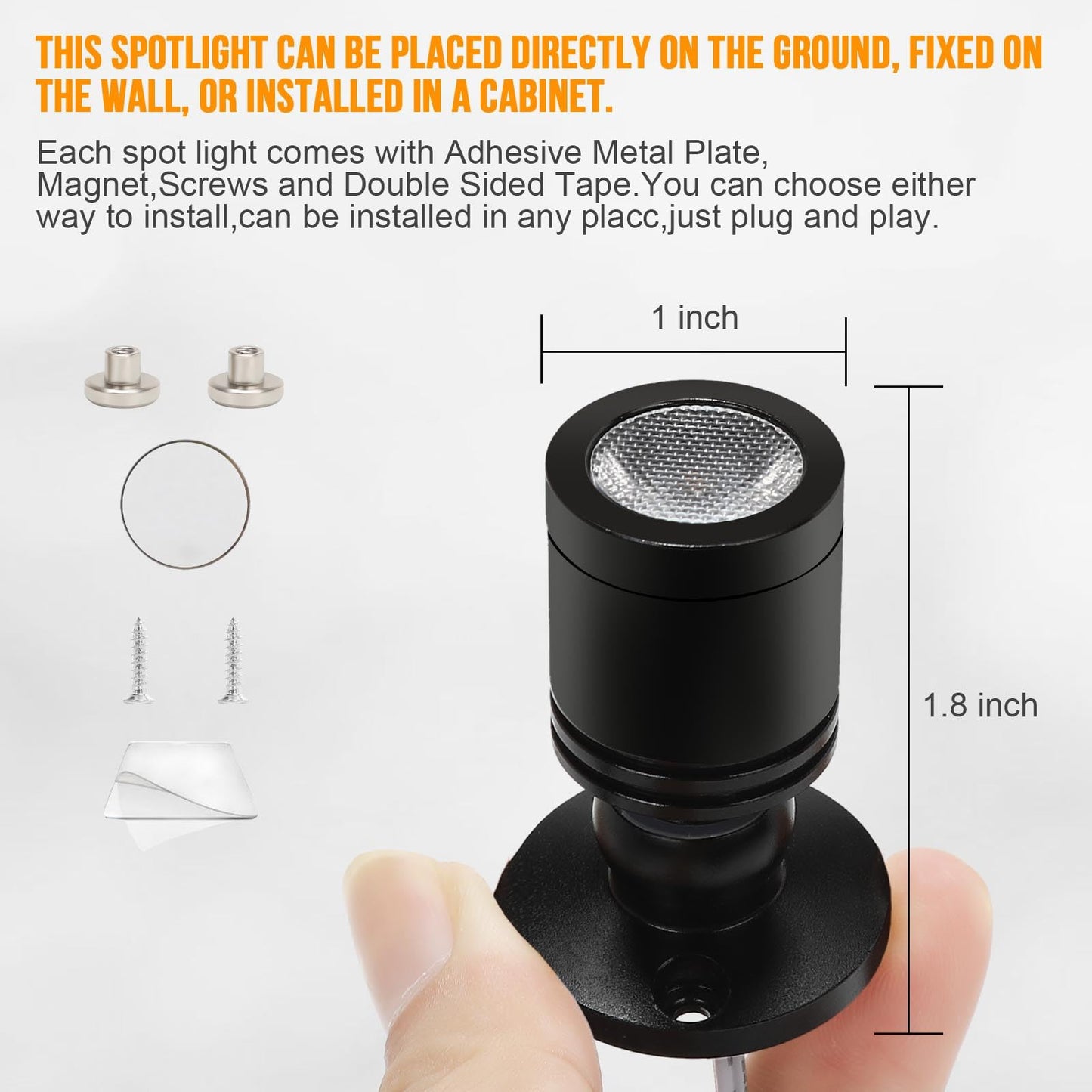 Taysing LED Spot Light Mini Accent Lights for Display, Cold White, 4 Pack with Smart Switch, Model 3130314011